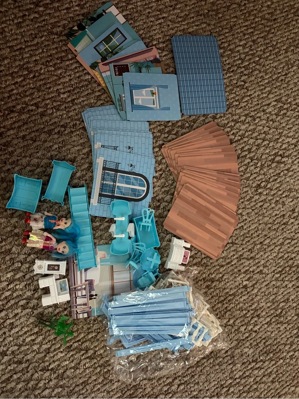 Blue Mini Dollhouse Furniture & Accessories Set - Home Party Supplies